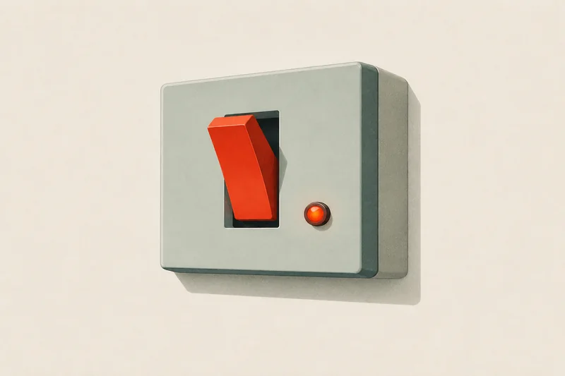 A single switch flipped on, its indicator lit